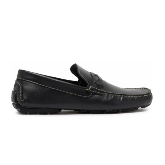 Donald Pliner Men's Deacon Antique Calf Slip On Driver Loafer Leather Shoe Black - Picture 2 of 6